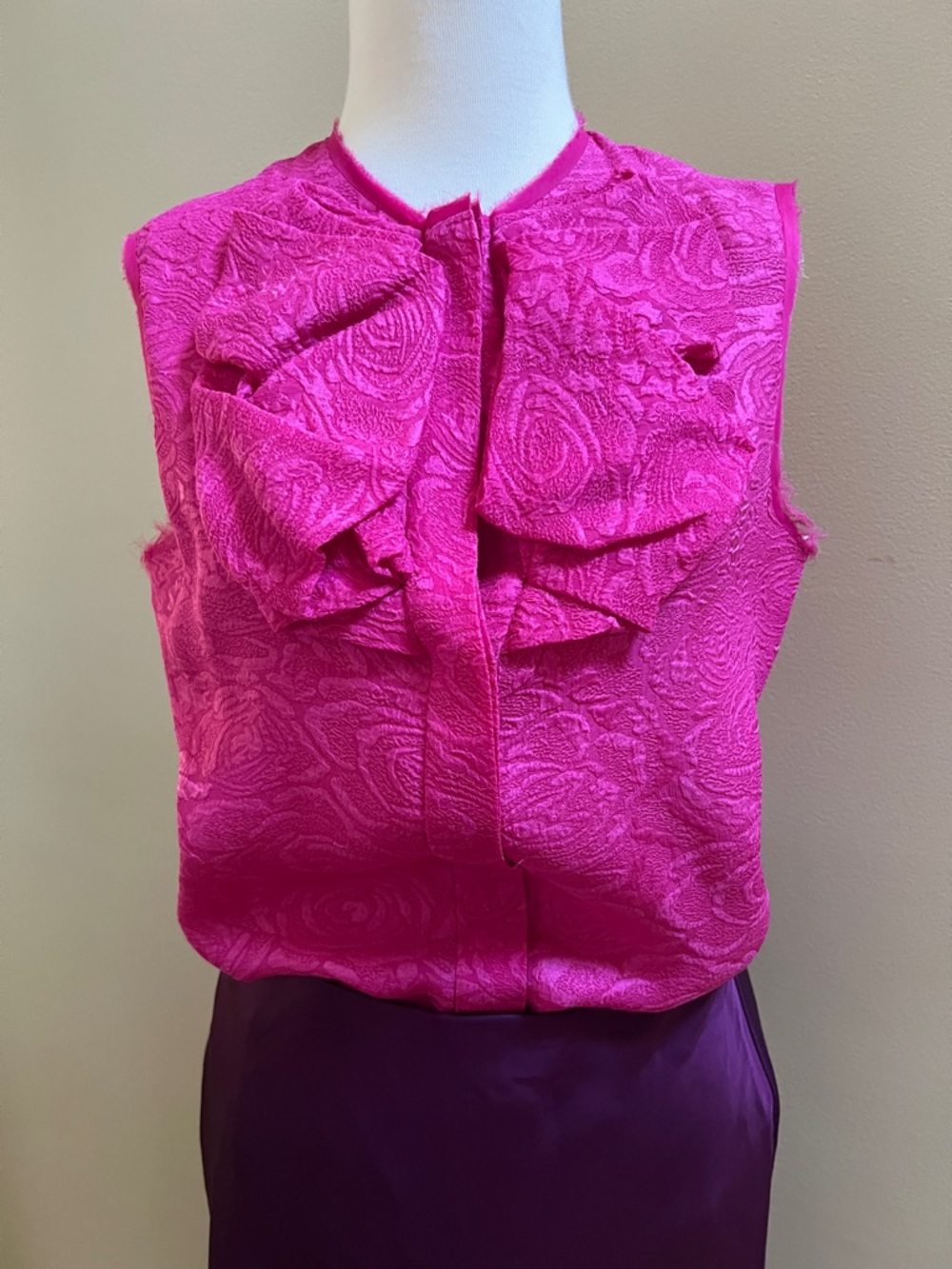 Lanvin Sleeveless Ruffled Silk Top - Hot Pink